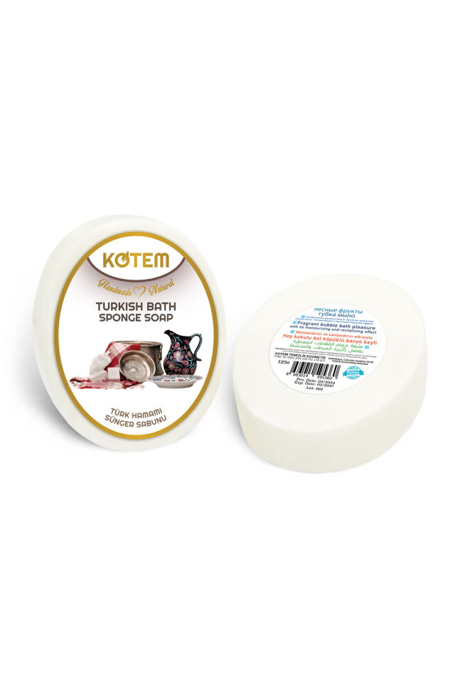 Doğal Türk Hamamı Süngerli Duş Sabunu 125 gr | Doğal Bitkisel Duş Sabunu, Geleneksel Hamam Kokulu, Peeling Etkili ve Nemlendirici Vücut Bakım Sabunu