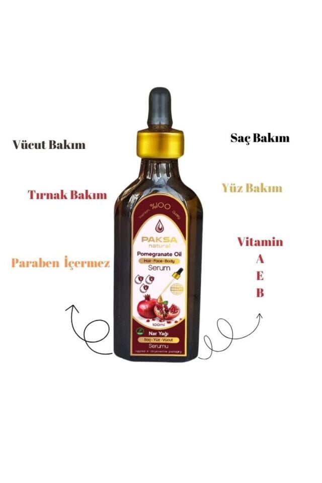 Nar Yağı Saç, Yüz, Tırnak ve Vücut Serumu 100 ml | Bitkisel Çok Amaçlı Bakım Serumu, Kırışıklık Karşıtı, Antioksidan Etkili ve Besleyici Bakım Yağı