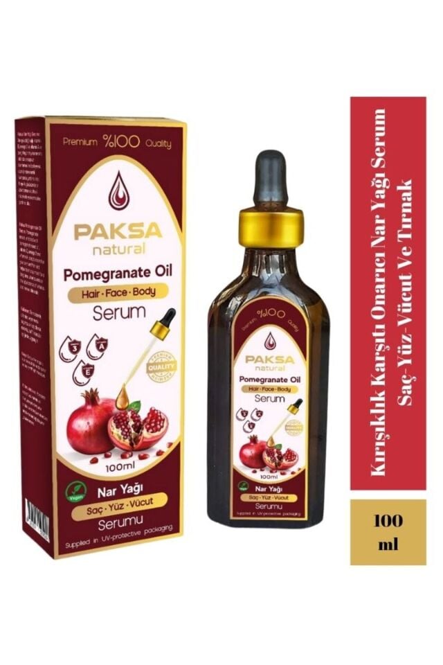 Nar Yağı Saç, Yüz, Tırnak ve Vücut Serumu 100 ml | Bitkisel Çok Amaçlı Bakım Serumu, Kırışıklık Karşıtı, Antioksidan Etkili ve Besleyici Bakım Yağı
