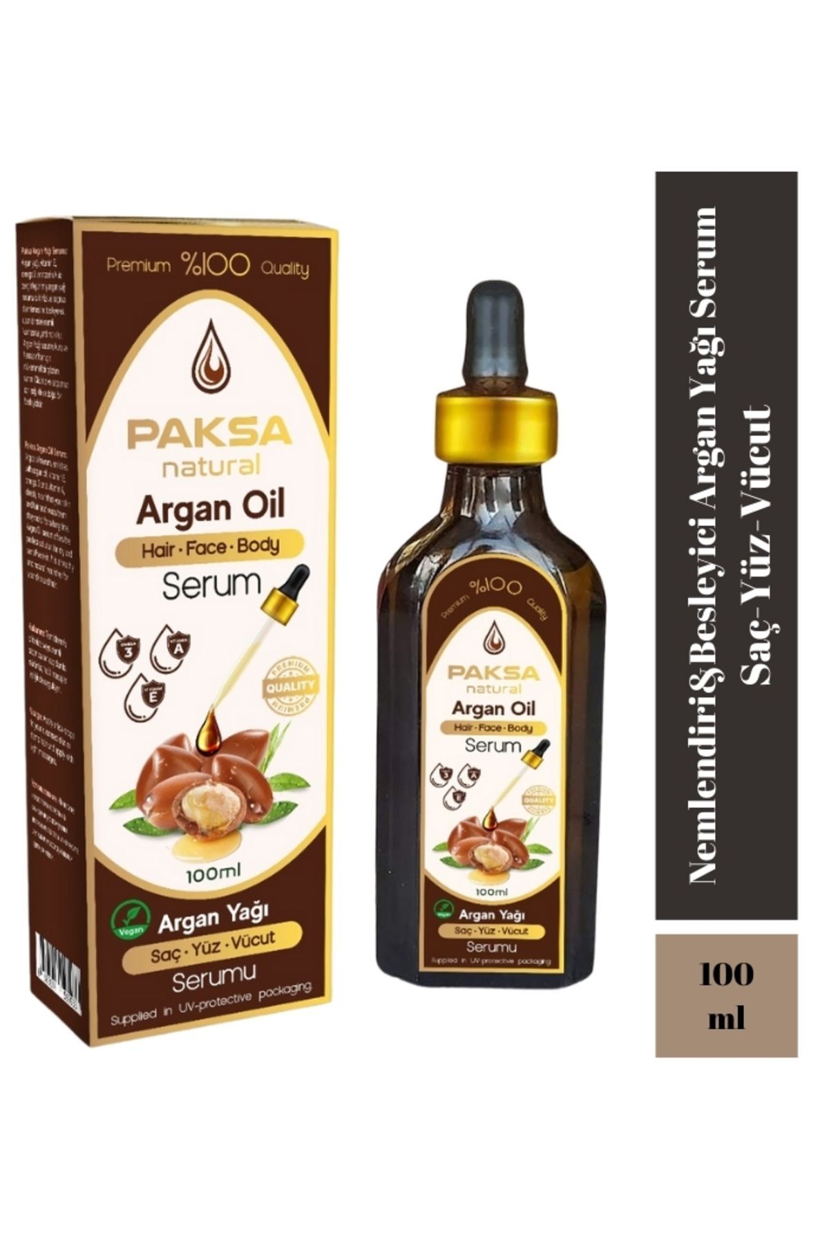 Argan Yağı Saç, Yüz ve Vücut Serumu 100 ml | Bitkisel Çok Amaçlı Bakım Serumu, Besleyici, Onarıcı ve Yoğun Nemlendirici Bakım Yağı