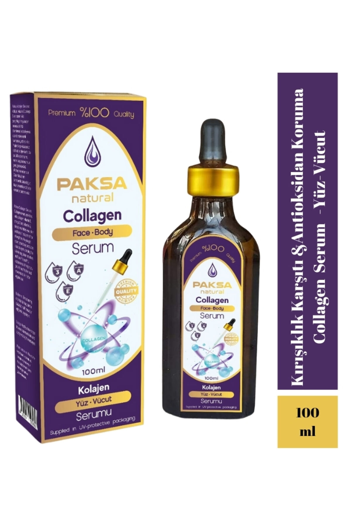 Kırışıklık Karşıtı Kollajen Serum (Yüz, Dekolte ve Vücut) 100 ml | Bitkisel ve Yaşlanma Karşıtı Yoğun Bakım Serumu, Sıkılaştırıcı ve Yenileyici Cilt Serumu