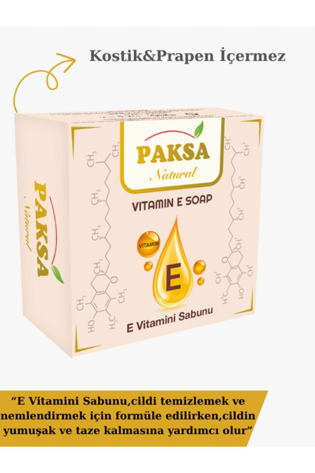 E Vitaminli Sabun 4 x 125 gr | Doğal Bitkisel Sabun, Yoğun Nemlendirici, Antioksidan Etkili ve Besleyici Çoklu Cilt Bakım Sabunu Paketi