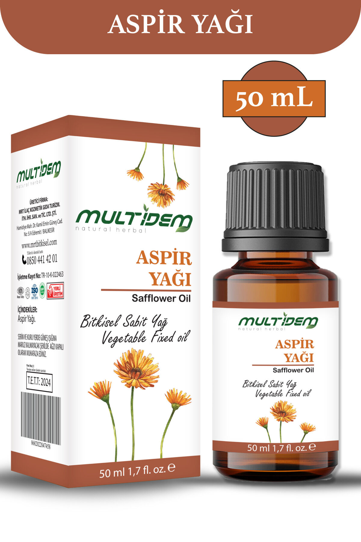 Aspir Yağı 50 mL | Doğal Bitkisel Sabit Yağ, Metabolizma Destekleyici, Besleyici ve Cilt ile Saç Bakım Yağı