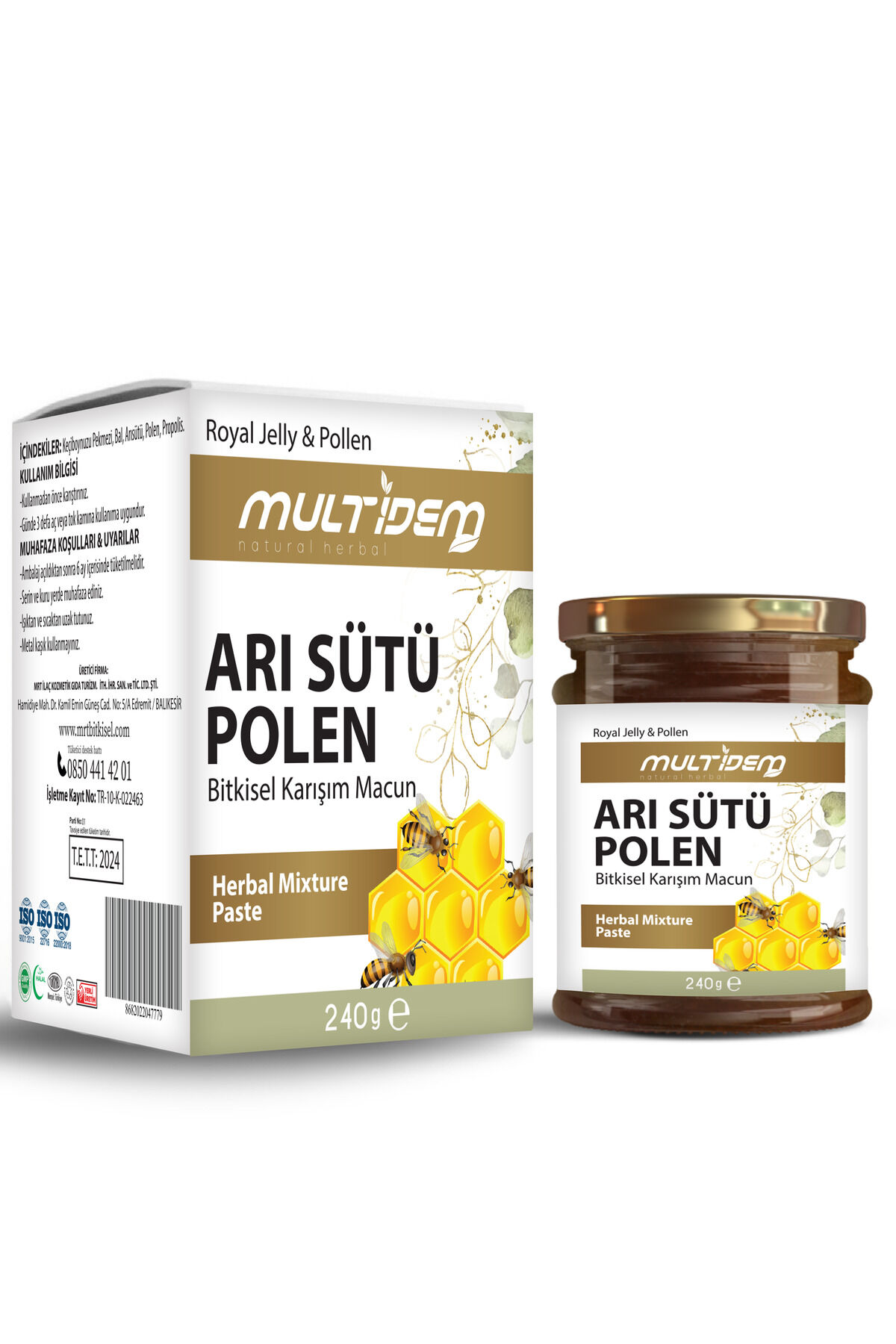 Arı Sütlü Polenli Propolisli Macun 240 g | Doğal Bitkisel Macun, Yoğun Enerji Kaynağı, Bağışıklık Destekleyici ve Besleyici Geleneksel Gıda Karışımı