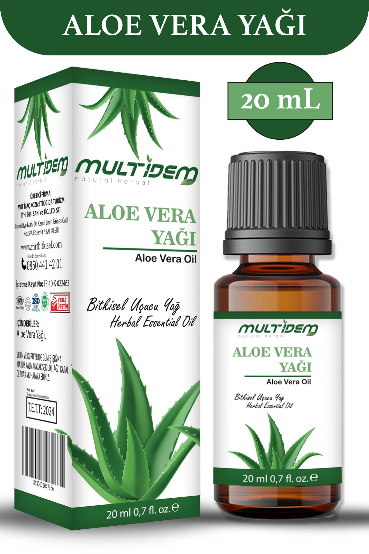 Aloe Vera Yağı 20 mL | Doğal Bitkisel Sabit Yağ, Yatıştırıcı, Yoğun Nemlendirici ve Onarıcı Cilt ve Yüz Bakım Yağı