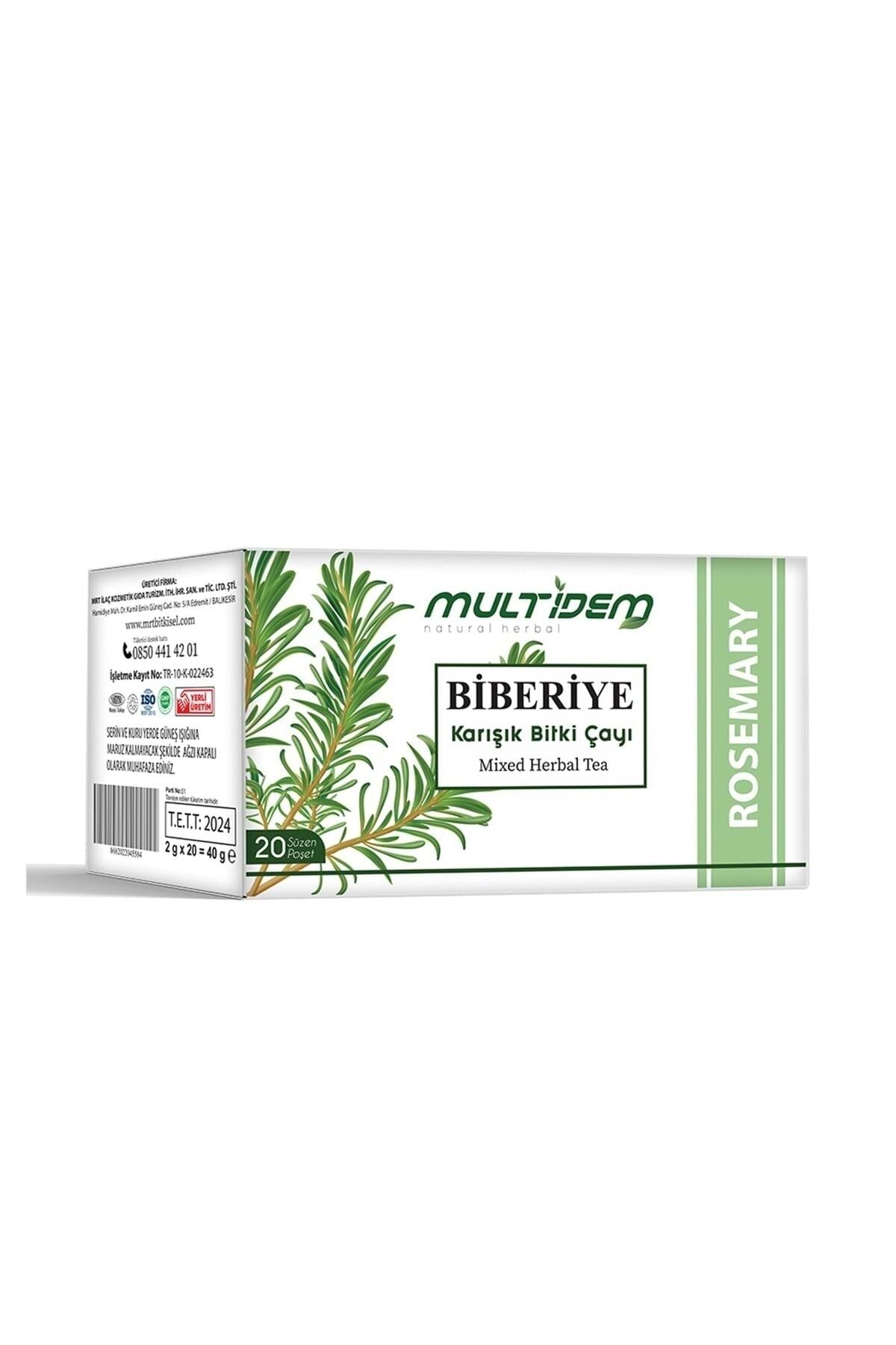Biberiye Karışık Bitki Çayı 20'li (2 g x 20) | Doğal Bitki Çayı, Metabolizma Destekleyici, Canlandırıcı ve Odak Artırıcı Bardak Poşet Çay