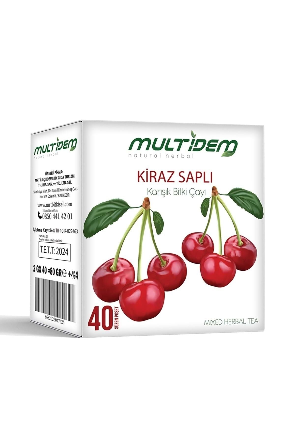 Kiraz Saplı Karışık Bitki Çayı 40'lı (2 g x 40) | Doğal Bitki Çayı, Ödem Atıcı, Hafifletici ve Dengeleyici Bardak Poşet Çay
