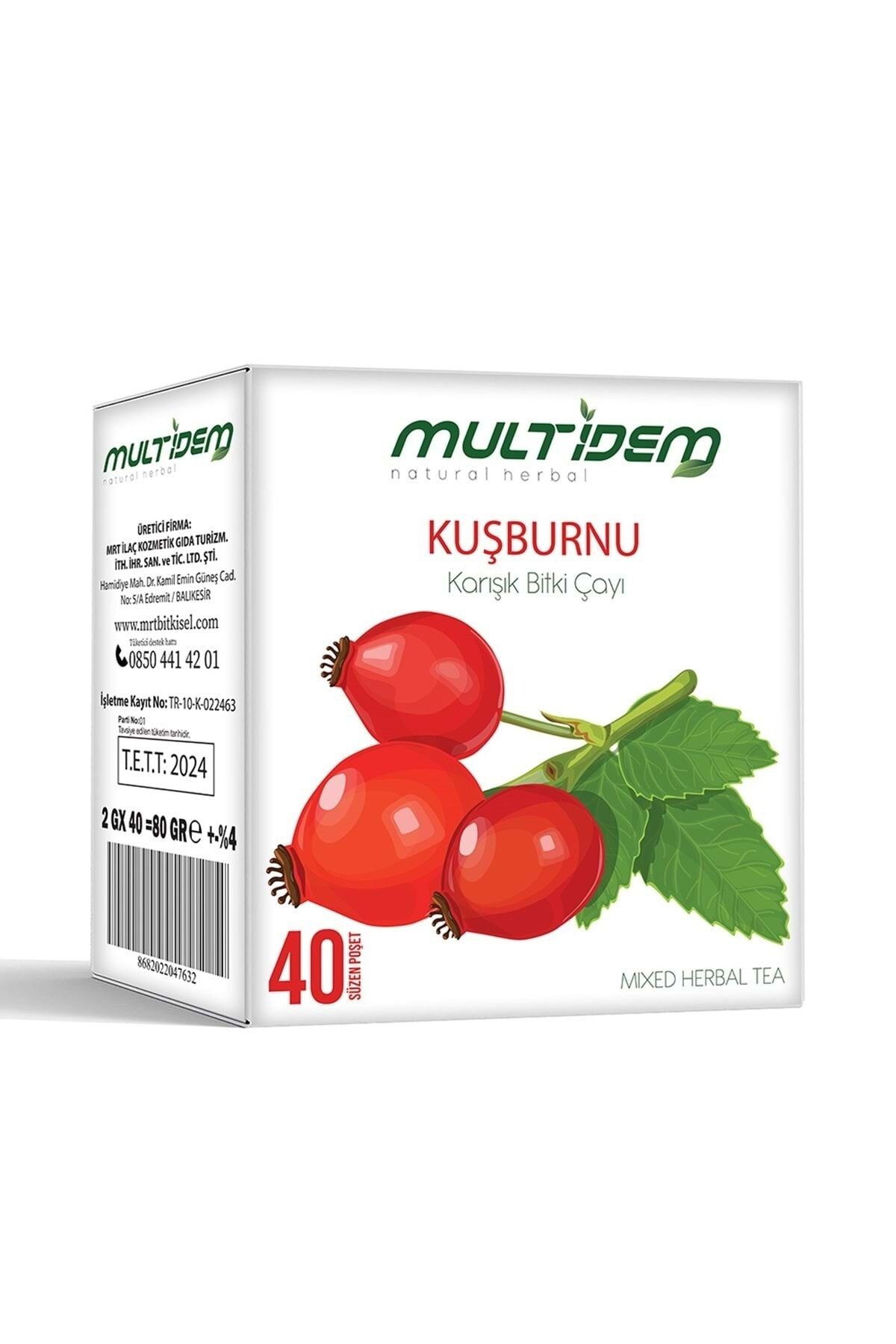 Kuşburnu Karışık Bitki Çayı 40'lı (2 g x 40) | Doğal Bitki Çayı, C Vitamini Kaynağı, Rahatlatıcı ve Bağışıklık Destekleyici Bardak Poşet Çay