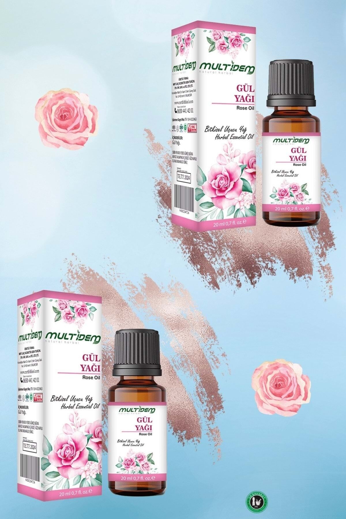 Gül Uçucu Yağı 20 mL | Saf Uçucu Yağ, Yatıştırıcı, Yenileyici ve Lüks Aromaterapik Cilt Bakım Yağı