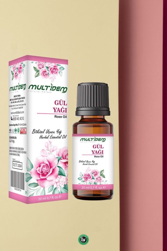 Gül Uçucu Yağı 20 mL | Saf Uçucu Yağ, Yatıştırıcı, Yenileyici ve Lüks Aromaterapik Cilt Bakım Yağı