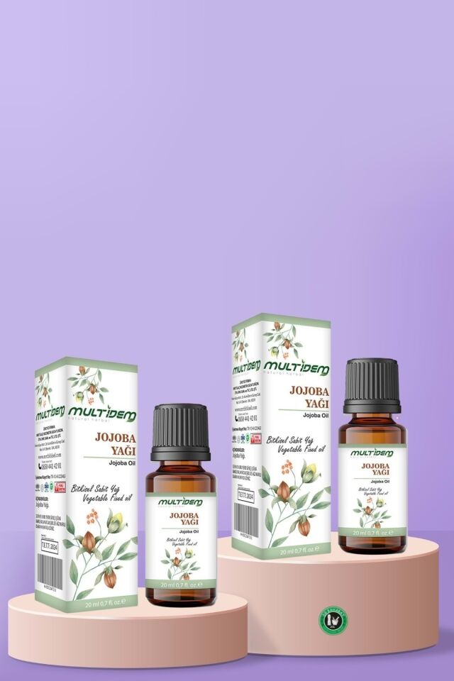 Jojoba Sabit Yağı 20 mL | Doğal Bitkisel Sabit Yağ, Dengeleyici, Nemlendirici ve Besleyici Cilt ve Saç Bakım Yağı