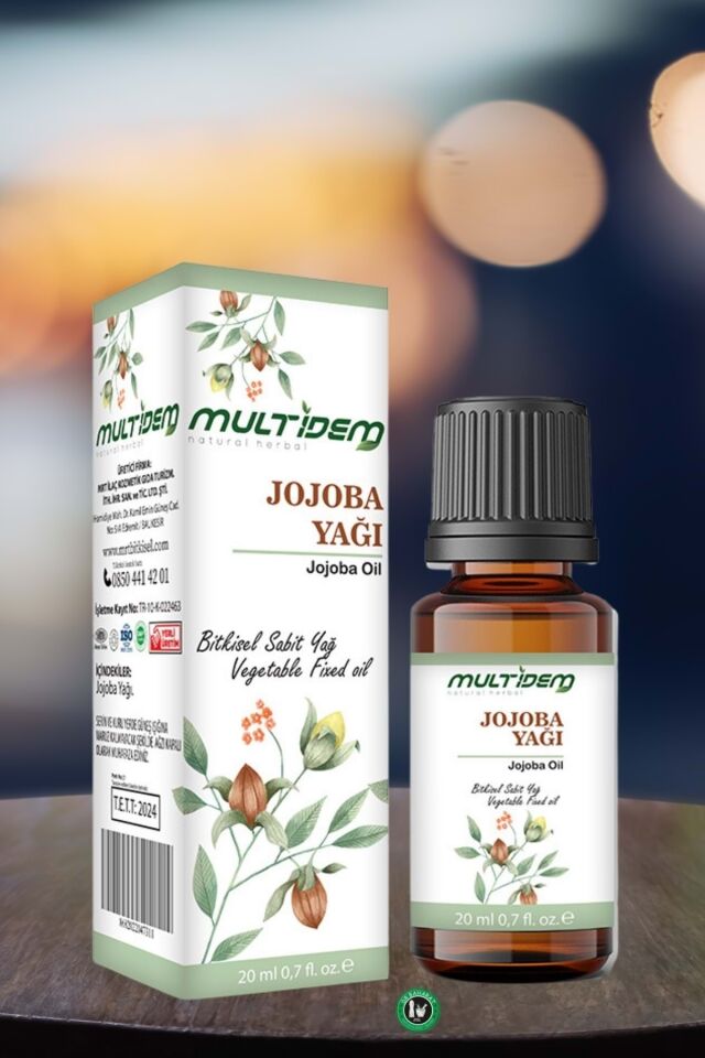 Jojoba Sabit Yağı 20 mL | Doğal Bitkisel Sabit Yağ, Dengeleyici, Nemlendirici ve Besleyici Cilt ve Saç Bakım Yağı