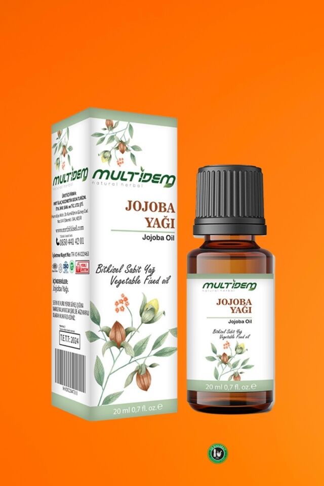Jojoba Sabit Yağı 20 mL | Doğal Bitkisel Sabit Yağ, Dengeleyici, Nemlendirici ve Besleyici Cilt ve Saç Bakım Yağı