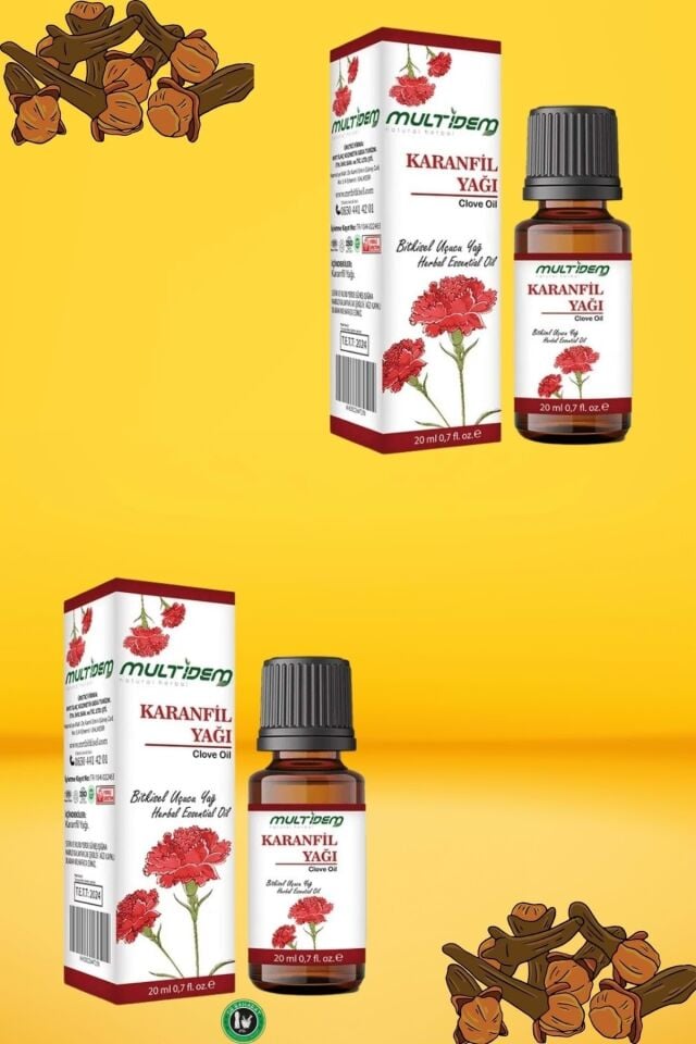 Karanfil Uçucu Yağı 2x20 mL | Saf Uçucu Yağ, Isınma ve Rahatlama Sağlayan, Aromaterapik Cilt Bakım Yağı (İkili Avantaj Paketi)