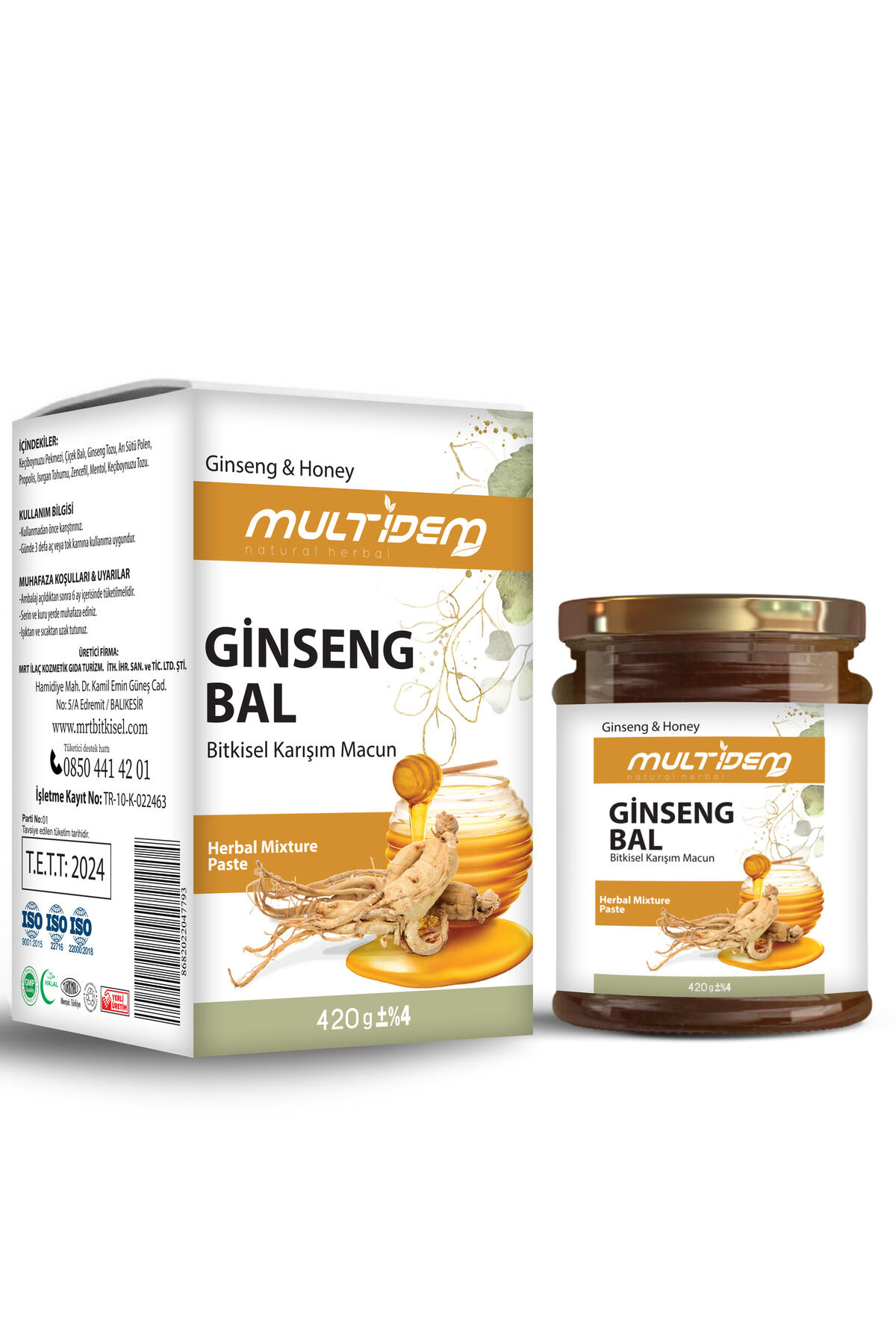 Ginsengli Ballı Macun 420 gr | Bitkisel Karışımlı Gıda, Enerji ve Zindelik Verici, Doğal Takviye Edici Macun