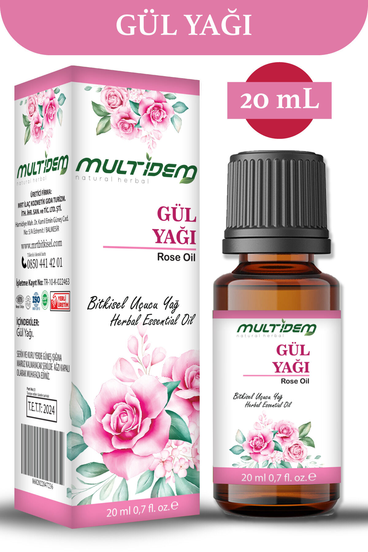 Gül Yağı 20 mL | Doğal Bitkisel Bakım Yağı, Yoğun Nemlendirici, Yatıştırıcı ve Tazelatıcı Cilt Bakım Yağı