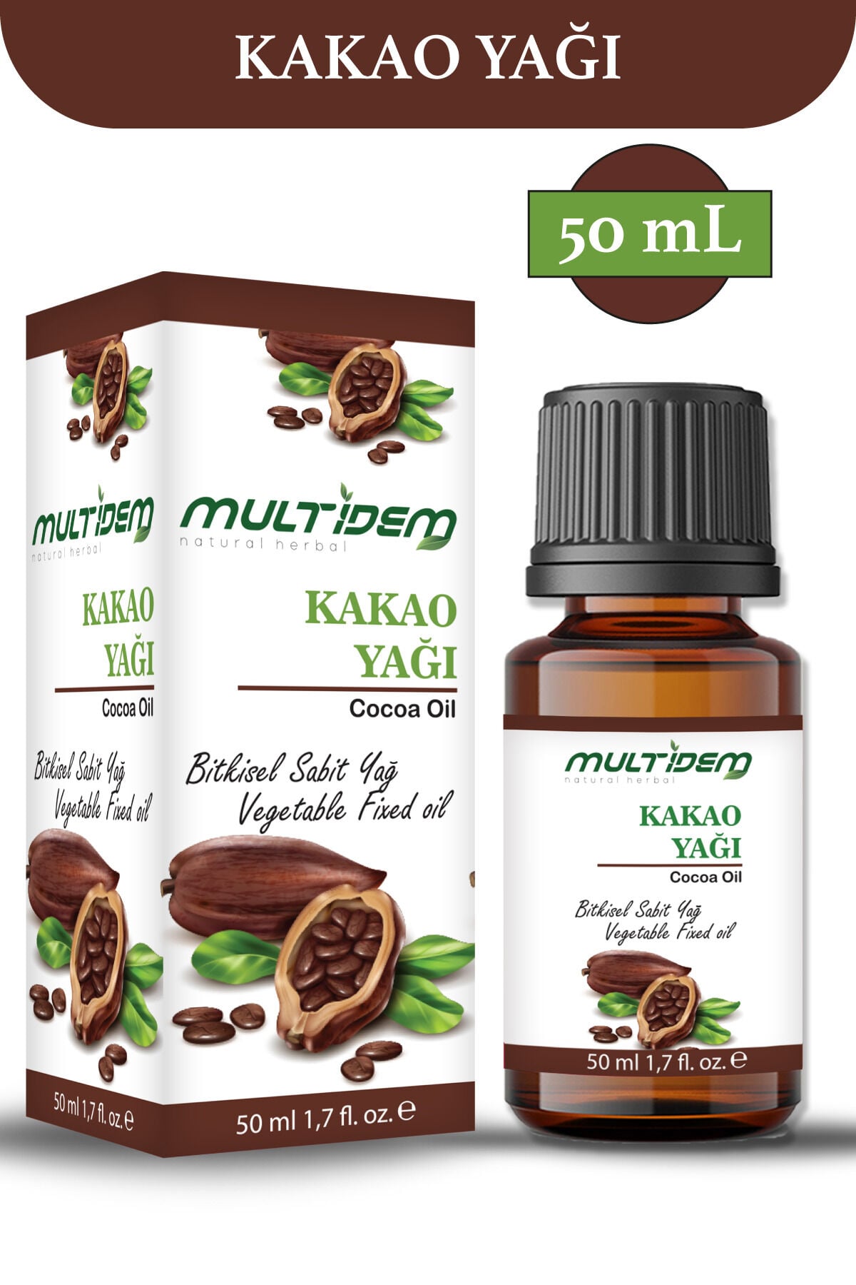 Kakao Yağı 50 mL | Doğal Bitkisel Bakım Yağı, Yoğun Nemlendirici, Besleyici ve Koruyucu Cilt Bakım Yağı