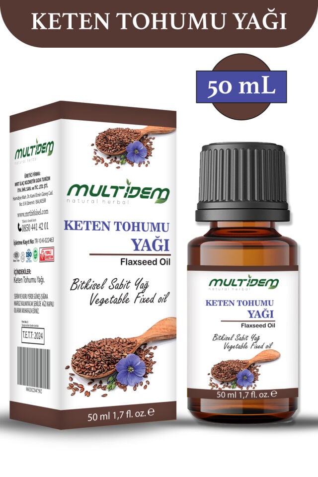 Keten Tohumu Yağı 50 mL | Doğal Soğuk Sıkım Bakım Yağı, Yoğun Besleyici, Onarıcı ve Nemlendirici Cilt ve Saç Bakım Yağı