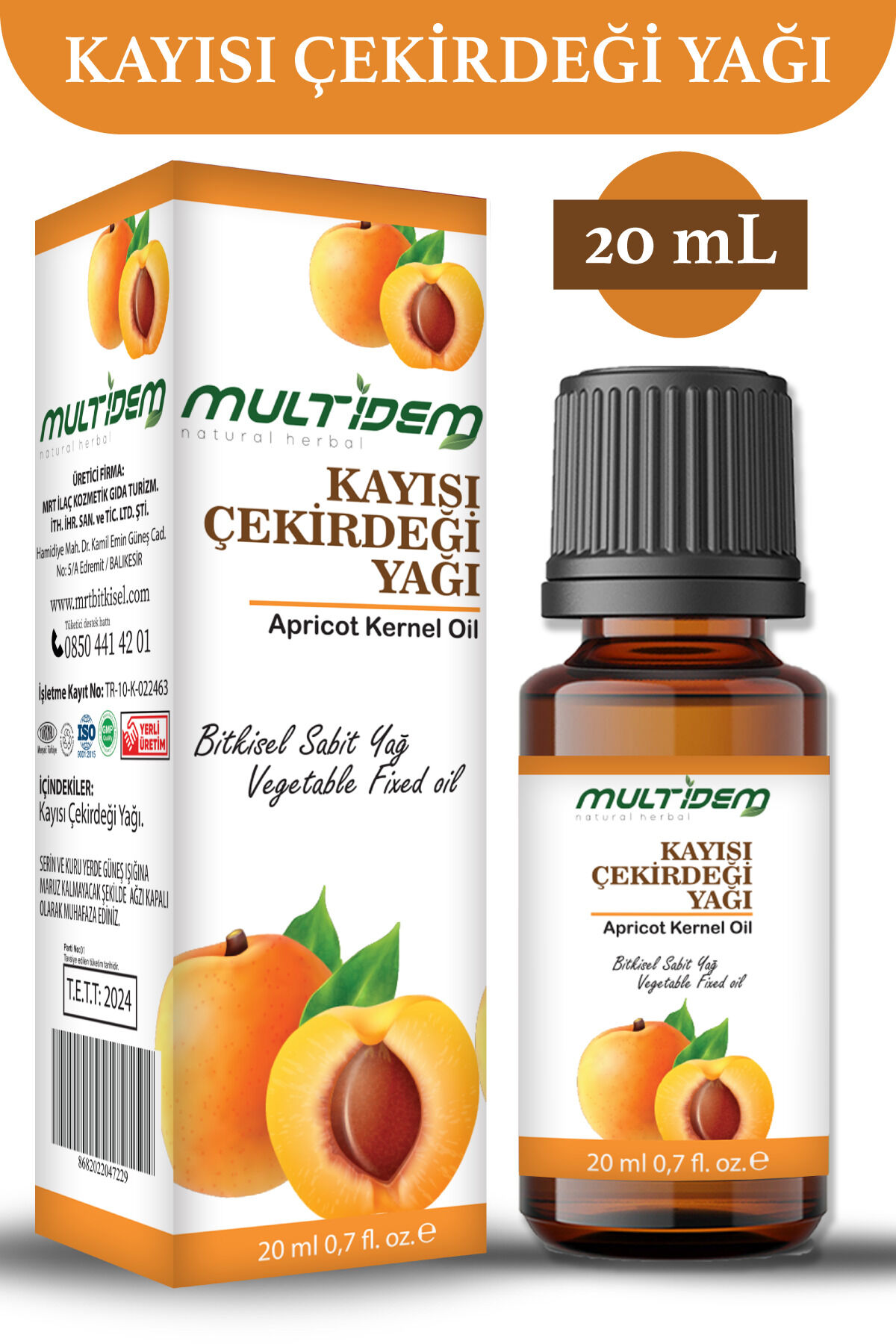 Kayısı Çekirdeği Yağı 20 mL | Doğal Soğuk Sıkım Bakım Yağı, Yoğun Nemlendirici, Besleyici ve Canlandırıcı Cilt Bakım Yağı