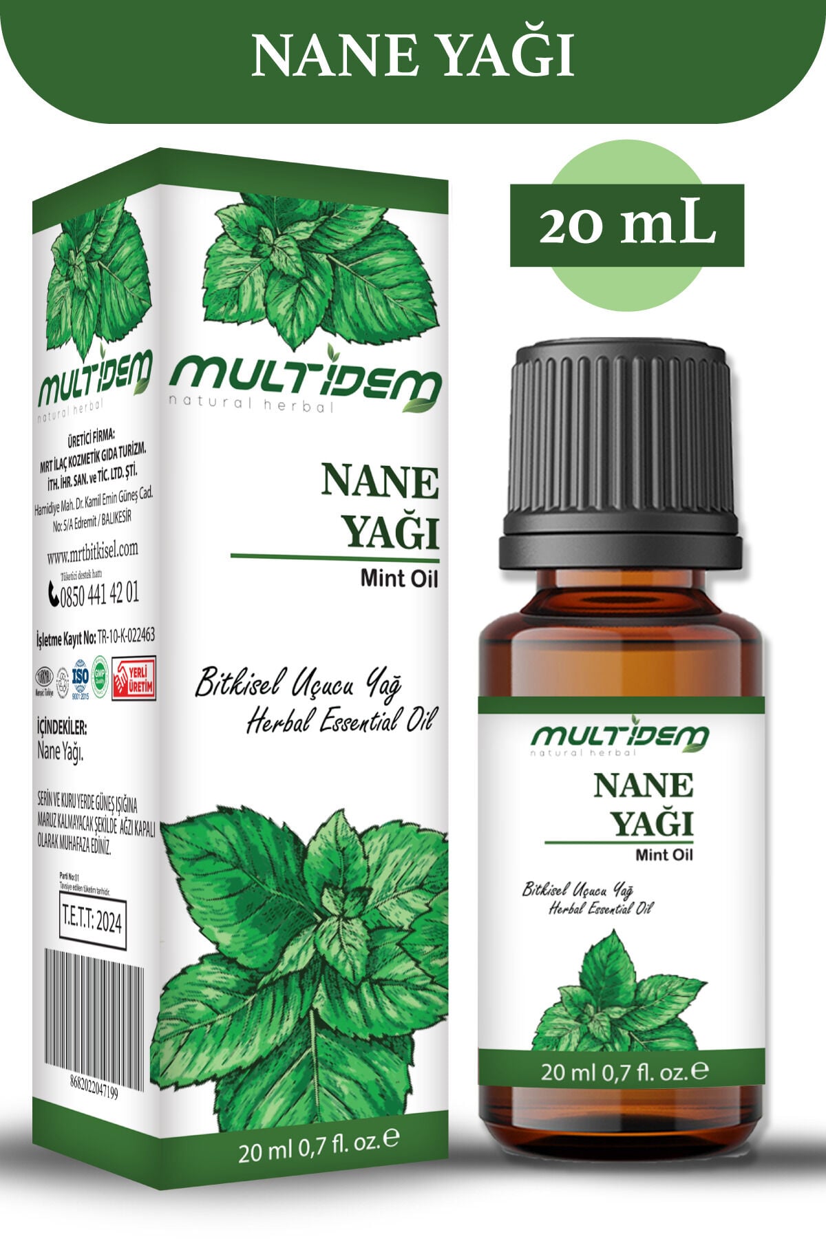 Nane Uçucu Yağı 20 mL | Saf Uçucu Yağ, Ferahlatıcı, Canlandırıcı ve Aromaterapik Bakım Yağı