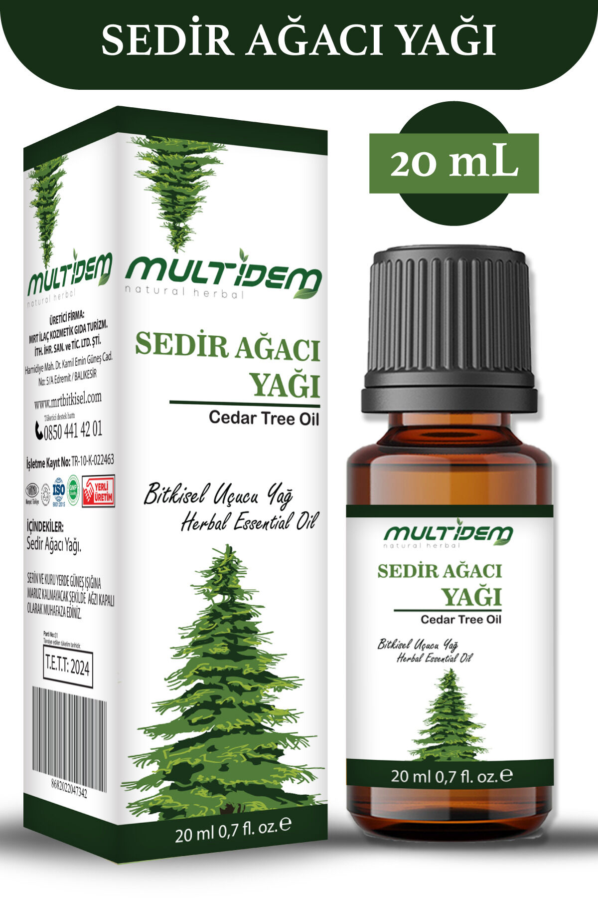 Sedir Ağacı Yağı 20 mL | Aromatik Bitkisel Bakım Yağı, Yatıştırıcı, Ferahlatıcı ve Dengeleyici Cilt ve Saç Bakım Yağı
