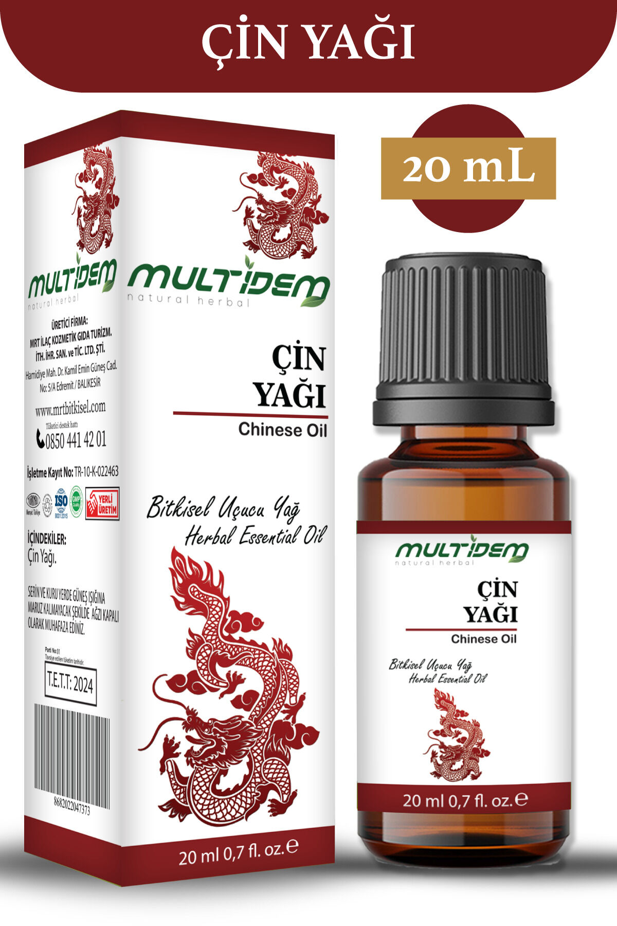 Çin Yağı 20 mL | Bitkisel Karışımlı, Ferahlatıcı, Rahatlatıcı ve Canlandırıcı Masaj Yağı