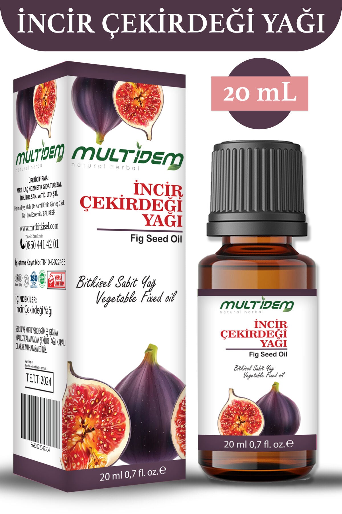 İncir Çekirdeği Yağı 20 mL | Zeytinyağı İle Seyreltilmiş, Besleyici ve Nemlendirici Cilt Bakım Yağı