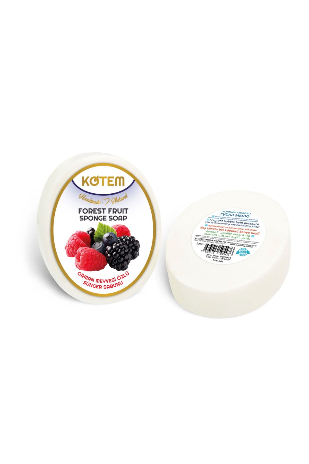 El Yapımı Doğal Orman Meyvesi Süngerli Sabun 125 gr | Orman Meyvesi Özlü, Peeling Etkili, Canlandırıcı ve Ferahlatıcı Bakım Sabunu