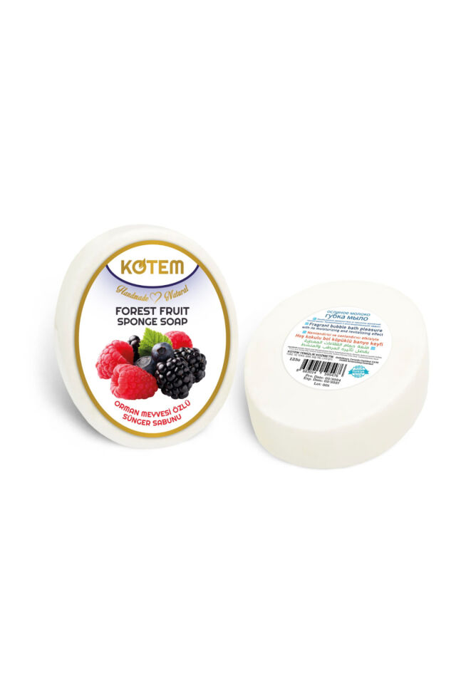 El Yapımı Doğal Orman Meyvesi Süngerli Sabun 125 gr | Orman Meyvesi Özlü, Peeling Etkili, Canlandırıcı ve Ferahlatıcı Bakım Sabunu