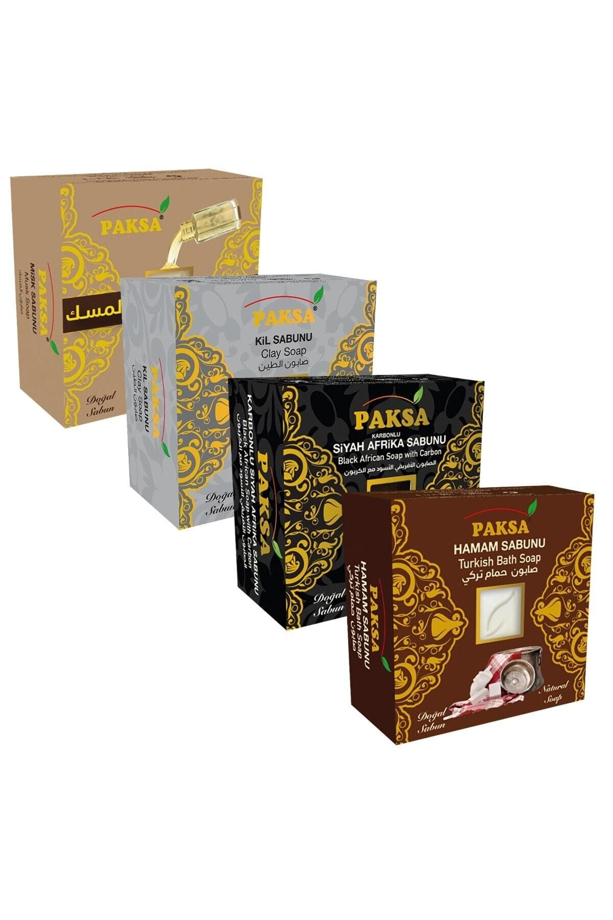 Misk, Kil, Siyah Afrika ve Hamam Özlü Karışık Bitkisel Sabun Seti 4 x 125 gr | Derinlemesine Arındırıcı, Dengeleyici ve Kalıcı Kokulu Bakım Sabun Seti