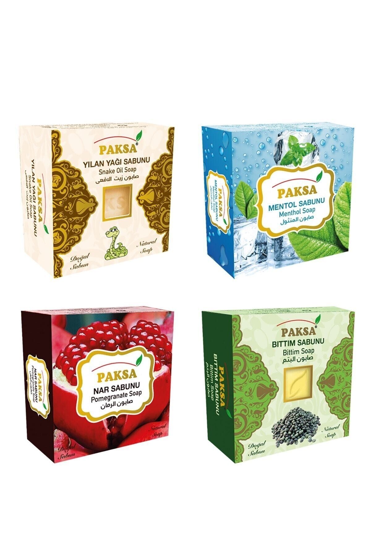 Yılan Yağı, Mentol, Nar ve Bıttım Özlü Karışık Bitkisel Sabun Seti 4 x 125 gr | Çok Yönlü Arındırıcı, Canlandırıcı ve Bakım Sağlayan Sabun Seti