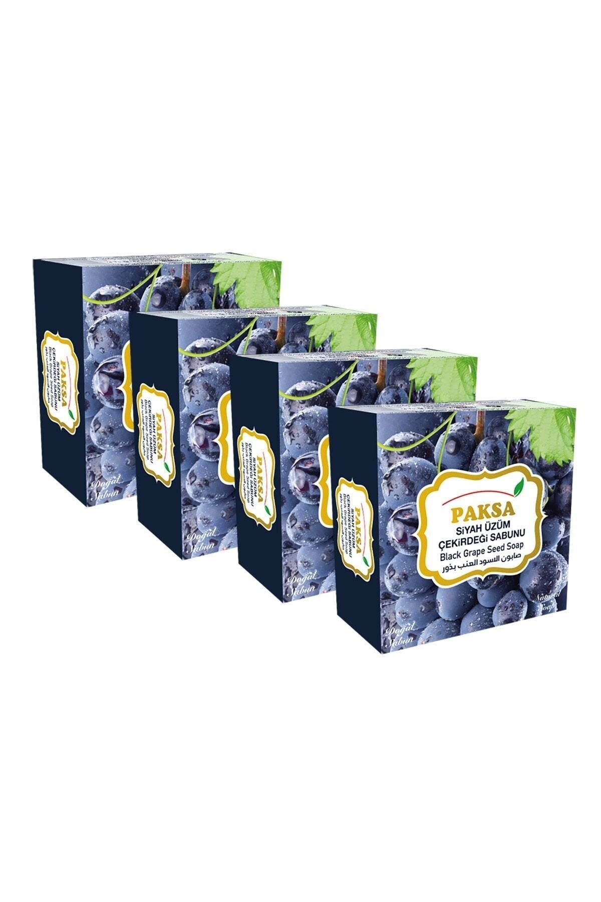 Siyah Üzüm Çekirdeği Sabunu 4 x 125 gr | Üzüm Çekirdeği Özlü, Antioksidan Etkili, Canlandırıcı ve Arındırıcı Geleneksel Sabun Seti
