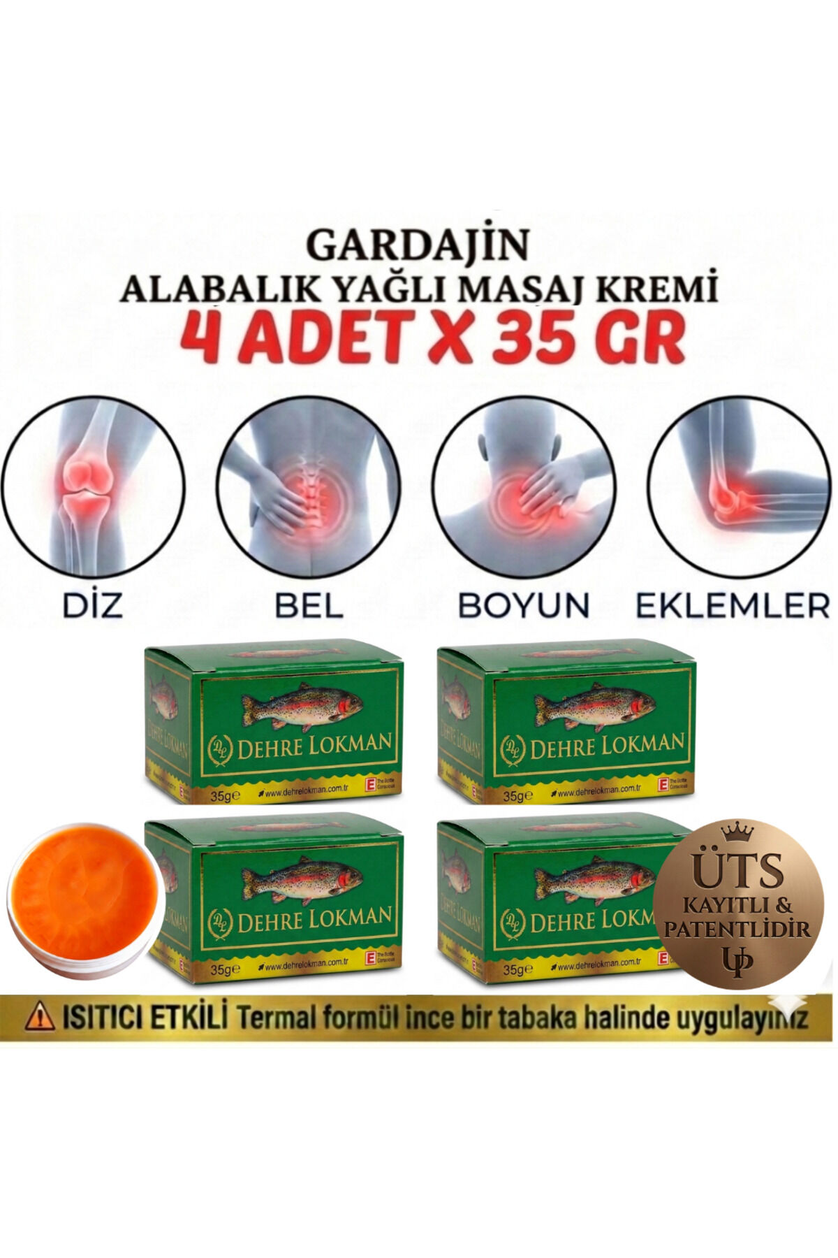 Gardajin Alabalık Yağı Özlü Masaj Krem 35gr (4 ADET)Diz,Bel,Boyun ve Eklemler İçin