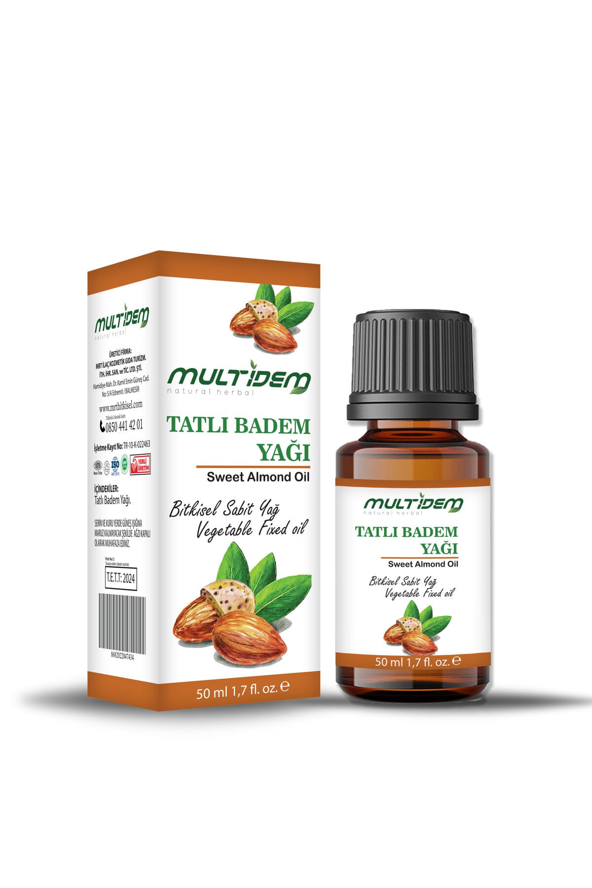 Tatlı Badem Yağı 50 ml | Cilt, Saç ve Vücut Bakımı İçin Saf ve Doğal Sabit Yağ