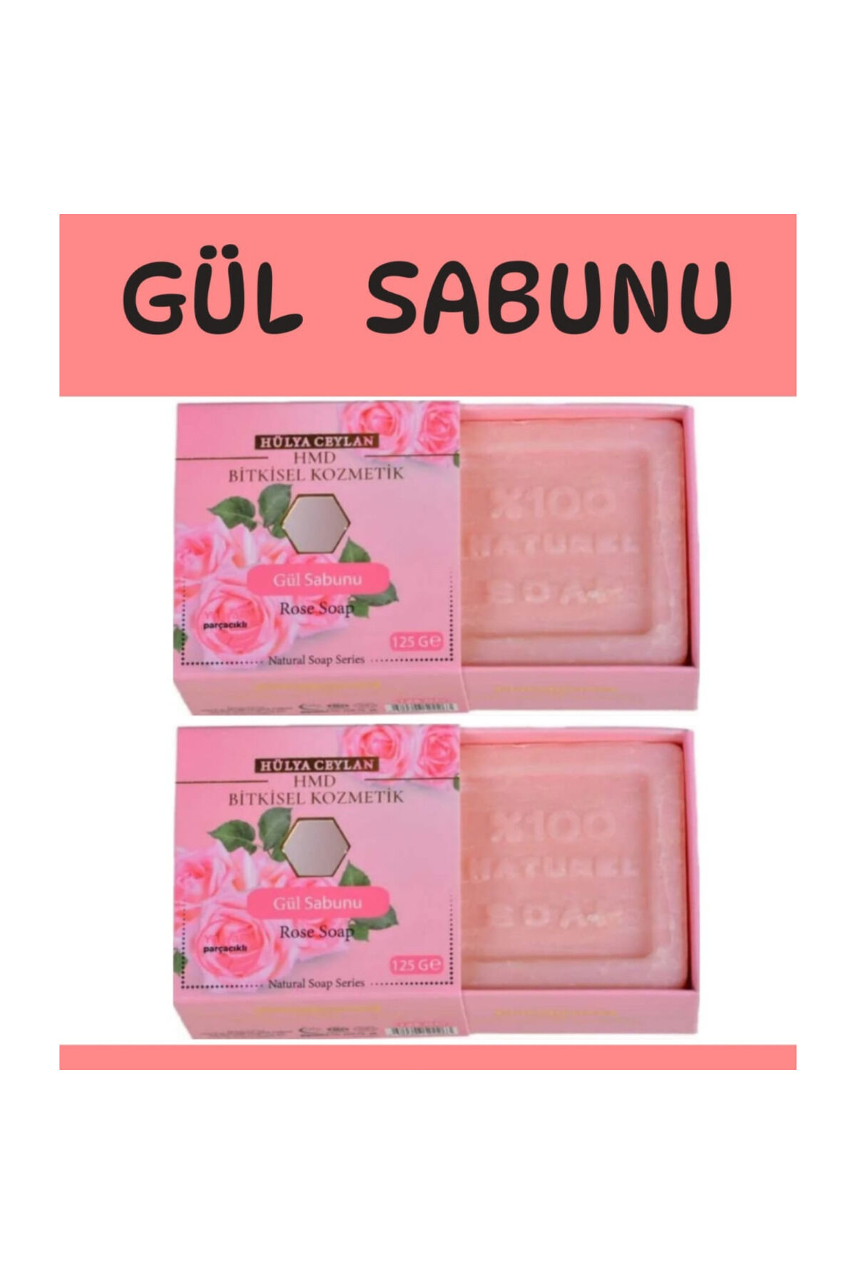 Gül Sabunu 2 x 125 gr | Doğal Gül Özlü, Cilt Bakımı İçin Besleyici, Nemlendirici ve Ferahlatıcı Geleneksel Sabun