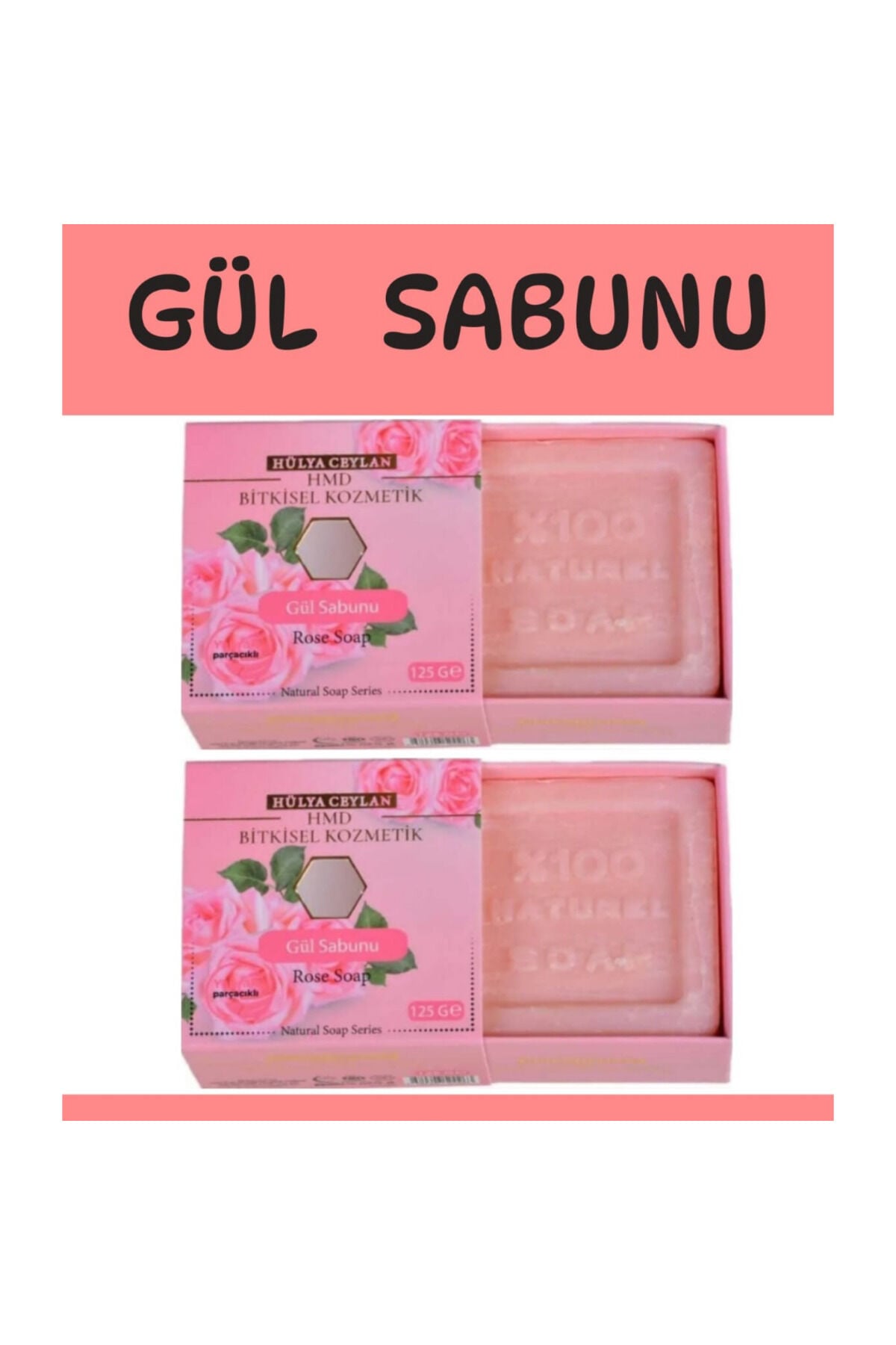 Gül Sabunu 2 x 125 gr | Doğal Gül Özlü, Cilt Bakımı İçin Besleyici, Nemlendirici ve Ferahlatıcı Geleneksel Sabun