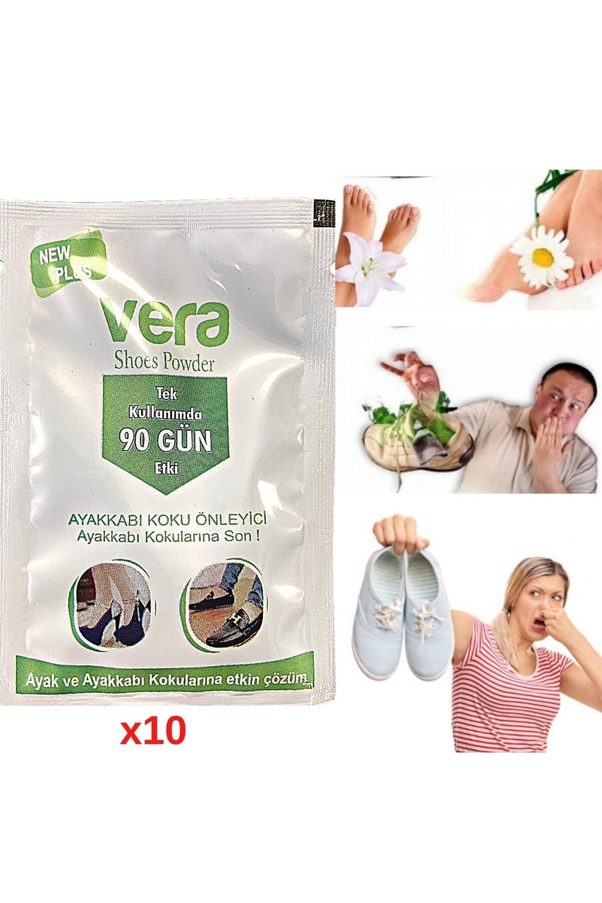 Ayak Kokusu Giderici 10 x 10 gr | Ayakkabı İçi Koku Önleyici, Ferahlatıcı ve Uzun Süreli Koruma Sağlayan Özel Bakım Tozu Seti