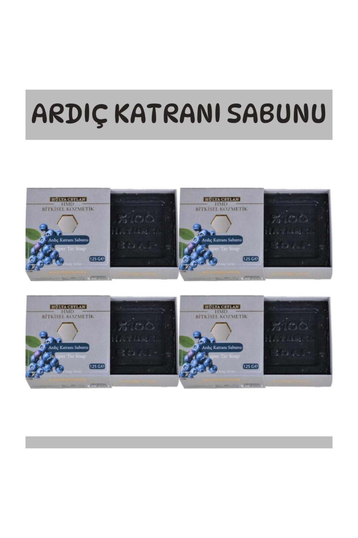 Ardıç Katranı Sabunu 4 x 125 gr | Saç ve Cilt Bakımı İçin Derinlemesine Arındırıcı, Yatıştırıcı ve Geleneksel Sabun Seti