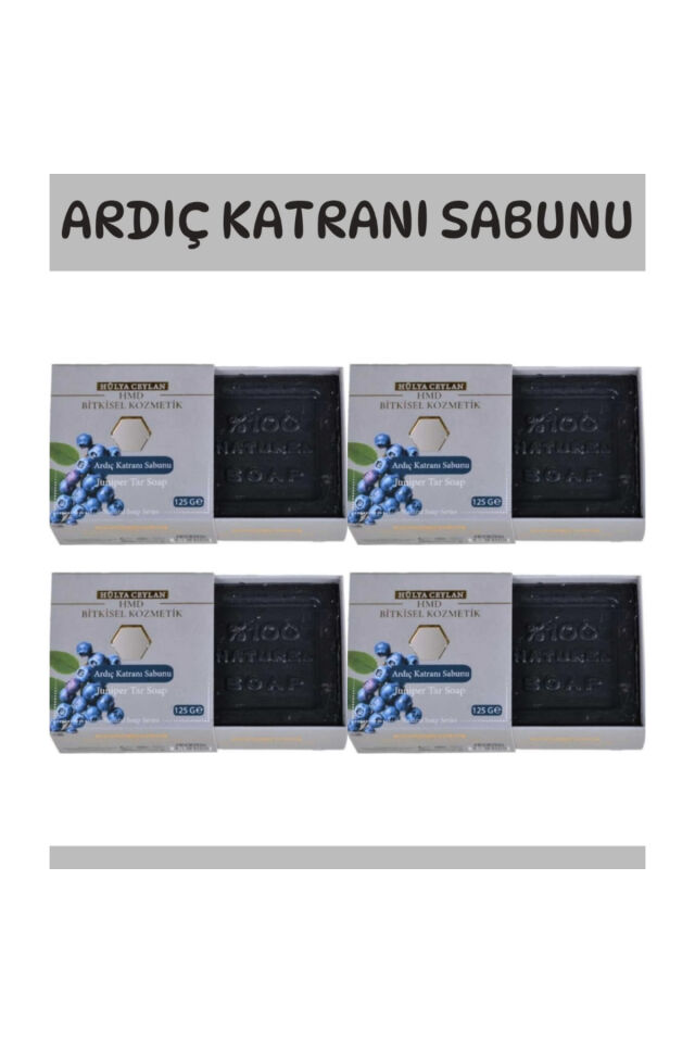Ardıç Katranı Sabunu 4 x 125 gr | Saç ve Cilt Bakımı İçin Derinlemesine Arındırıcı, Yatıştırıcı ve Geleneksel Sabun Seti