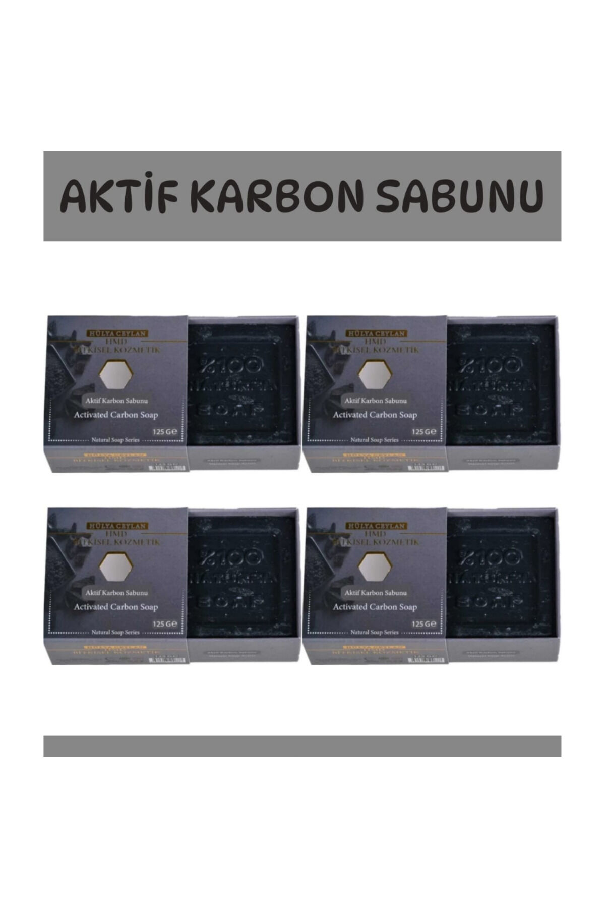 Aktif Karbon Doğal Sabun Seti (125 gr x 4 Adet) | Detoks Etkili Derinlemesine Arındırıcı Cilt Bakım Sabunu
