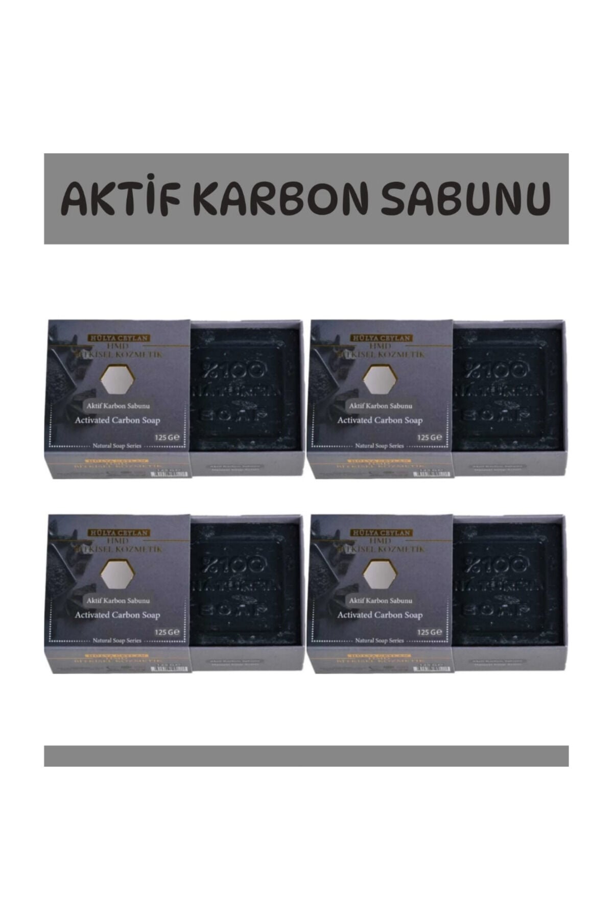 Aktif Karbon Doğal Sabun Seti (125 gr x 4 Adet) | Detoks Etkili Derinlemesine Arındırıcı Cilt Bakım Sabunu