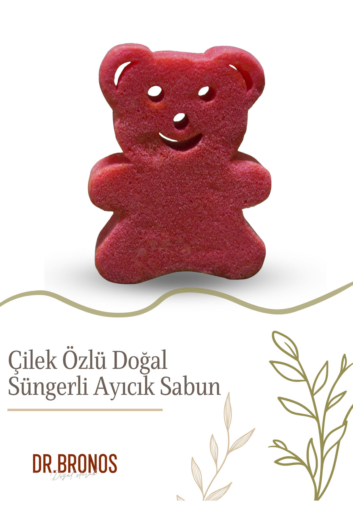 Çilek Özlü Doğal Süngerli Ayıcık Sabunu 135 gr | Canlandırıcı ve Ferahlatıcı Cilt Bakım Sabunu