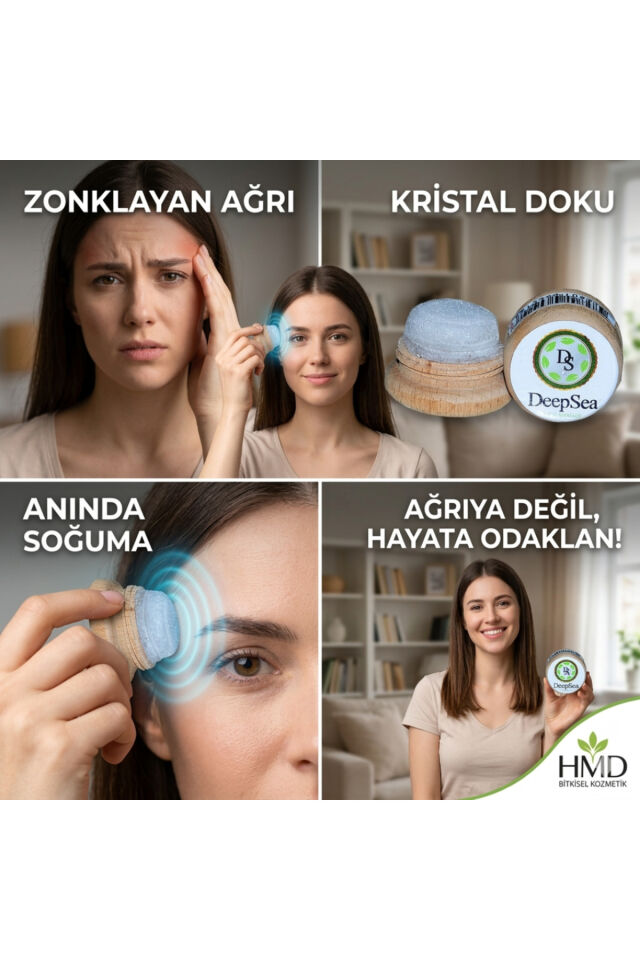 Doğal Kristal Mentol Migren Taşı 4 Ad.-125 gr Hmd Sabun Hediye-Baş, Şakak, Boyun ve Ense İçin Ferahlatıcı ve Rahatlatıcı Bakım Taşı
