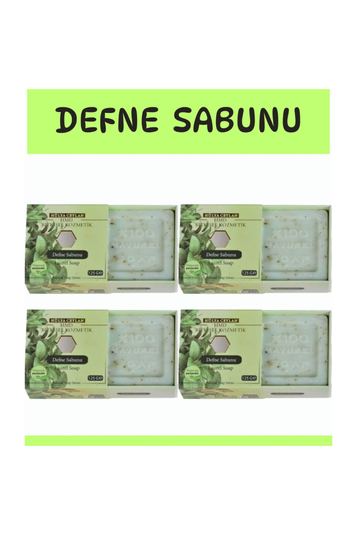 Parçacıklı Defne Sabunu 4 x 125 gr | Derinlemesine Arındırıcı Geleneksel Sabun Seti