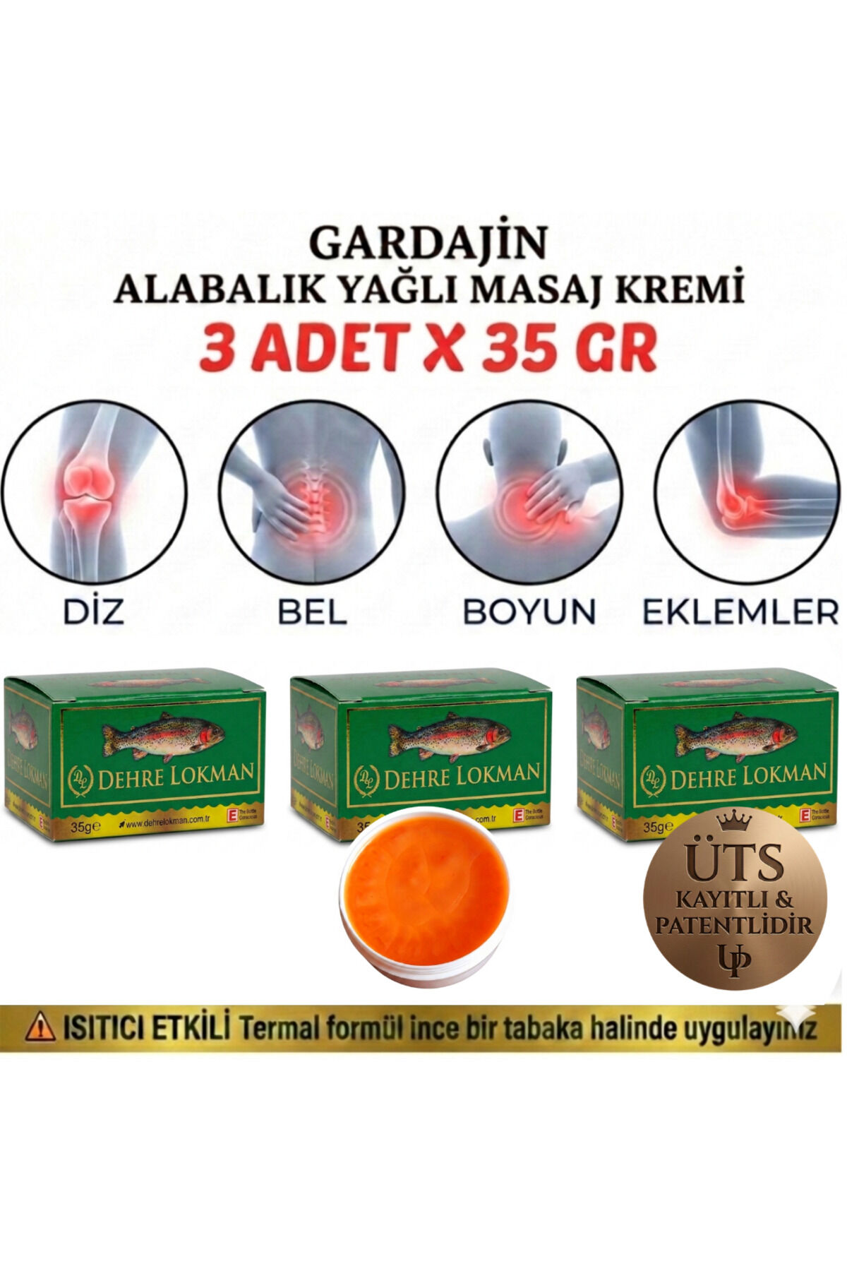 Gardajin Alabalık Yağı Kremi 35 Gr X 3 Ad.Diz, Bel, Boyun ve Eklemler İçin Rahatlatıcı, Isıtıcı Özel Masaj Kremi Seti
