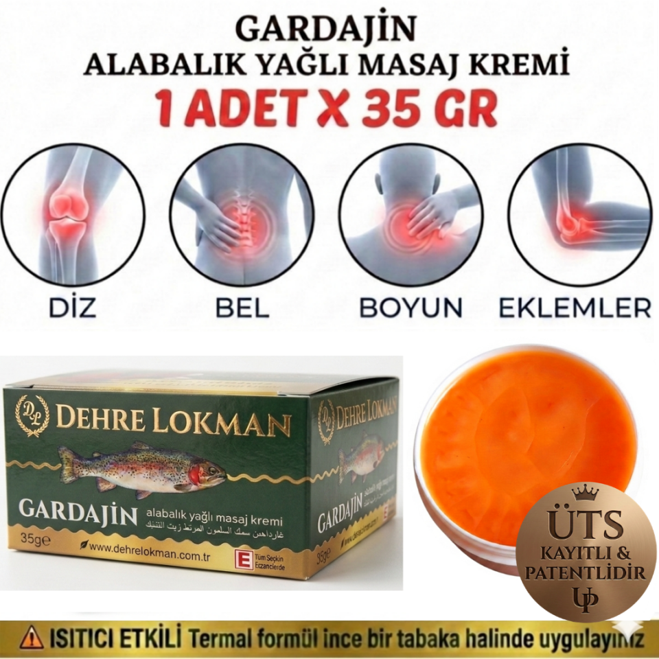 Gardajin New Lüks Alabalık Yağlı Masaj Kremi 35 gr | Diz, Bel, Boyun ve Eklemler İçin Hedefe Yönelik Rahatlatıcı, Isıtıcı ve Konfor Sağlayıcı Turuncu Masaj Kremi