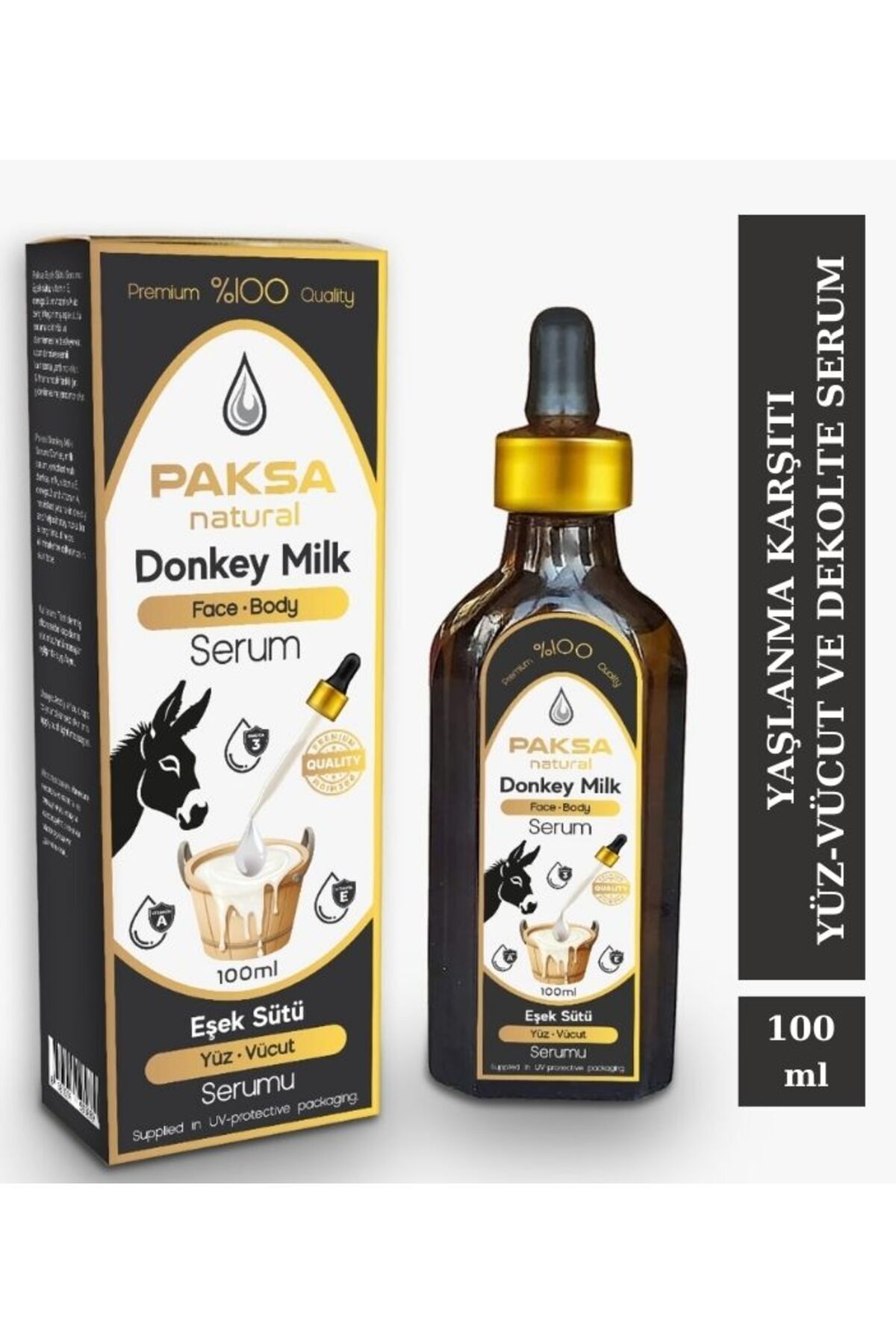Yaşlanma Karşıtı Eşek Sütü Serumu 100 ml | Yüz, Boyun, Dekolte ve Tüm Vücut İçin Yoğun Besleyici, Yenileyici ve Sıkılaştırıcı Doğal Bakım Serumu
