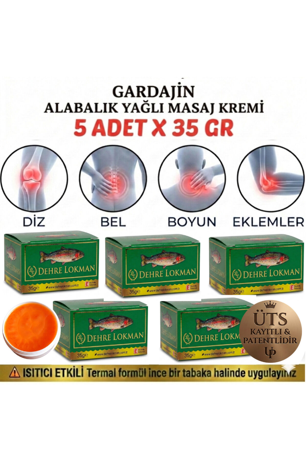 Gardajin Alabalık Yağı Özlü Masaj Kremi 5 x 35 gr | Rahatlatıcı, Isıtıcı ve Destekleyici Masaj Kremi Seti