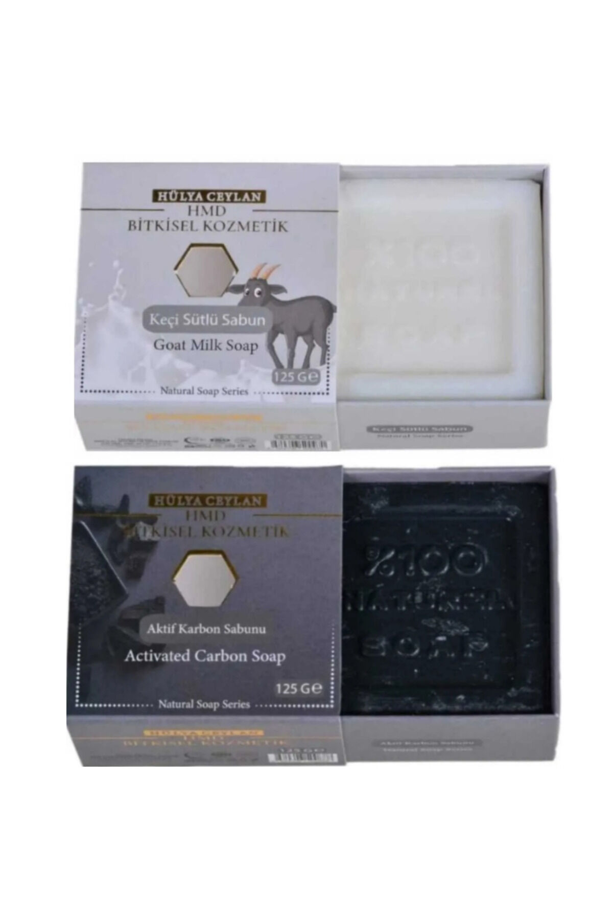 Keçi Sütlü ve Aktif Karbon Sabun 2 x 125 gr | Besleyici, Arındırıcı ve Cilt Dengeleyici Doğal Bitkisel Sabun Seti