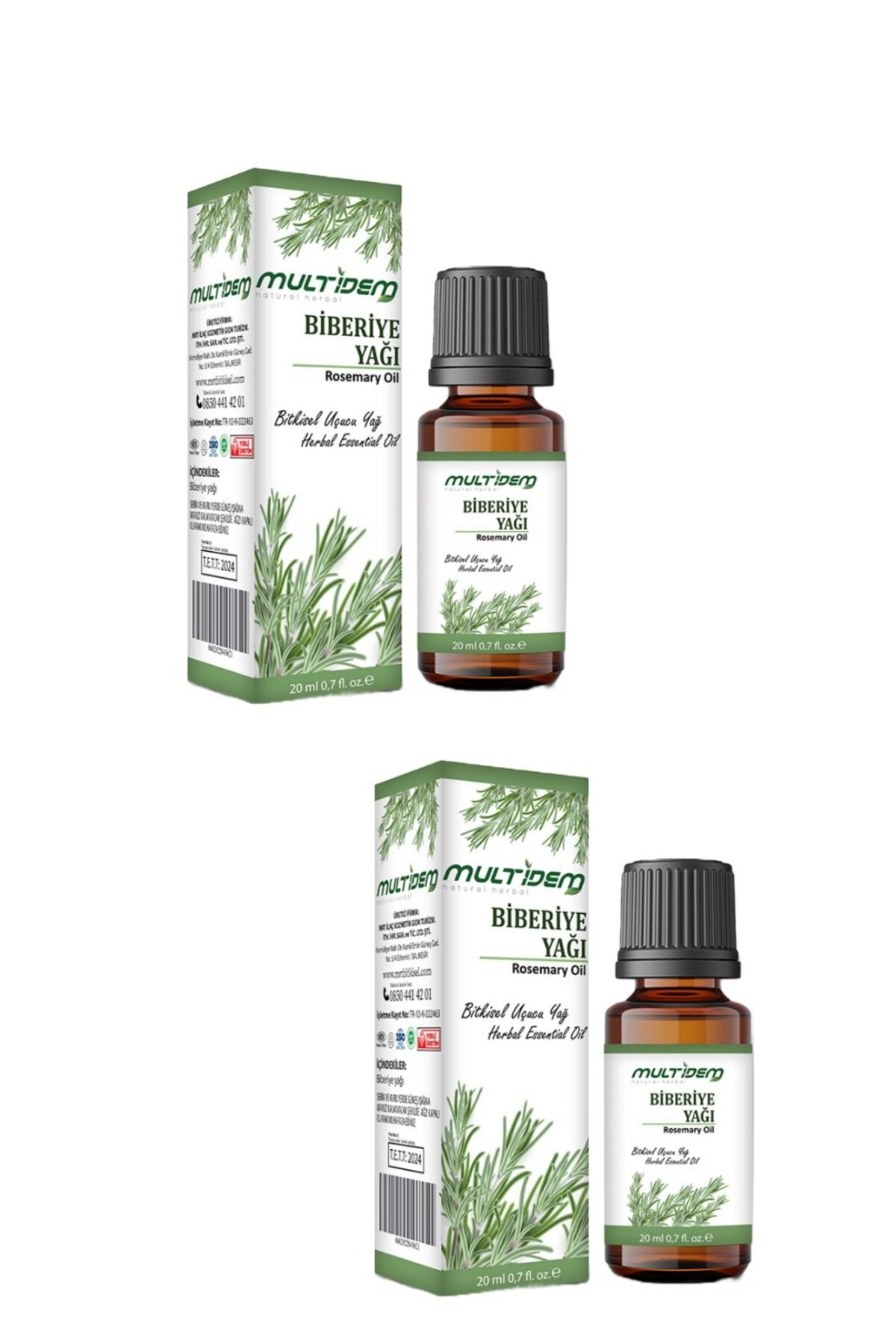 Biberiye Yağı 2 x 20 ml | Canlandırıcı, Saç Köklerini Besleyici ve Bitkisel Bakım Yağı Seti